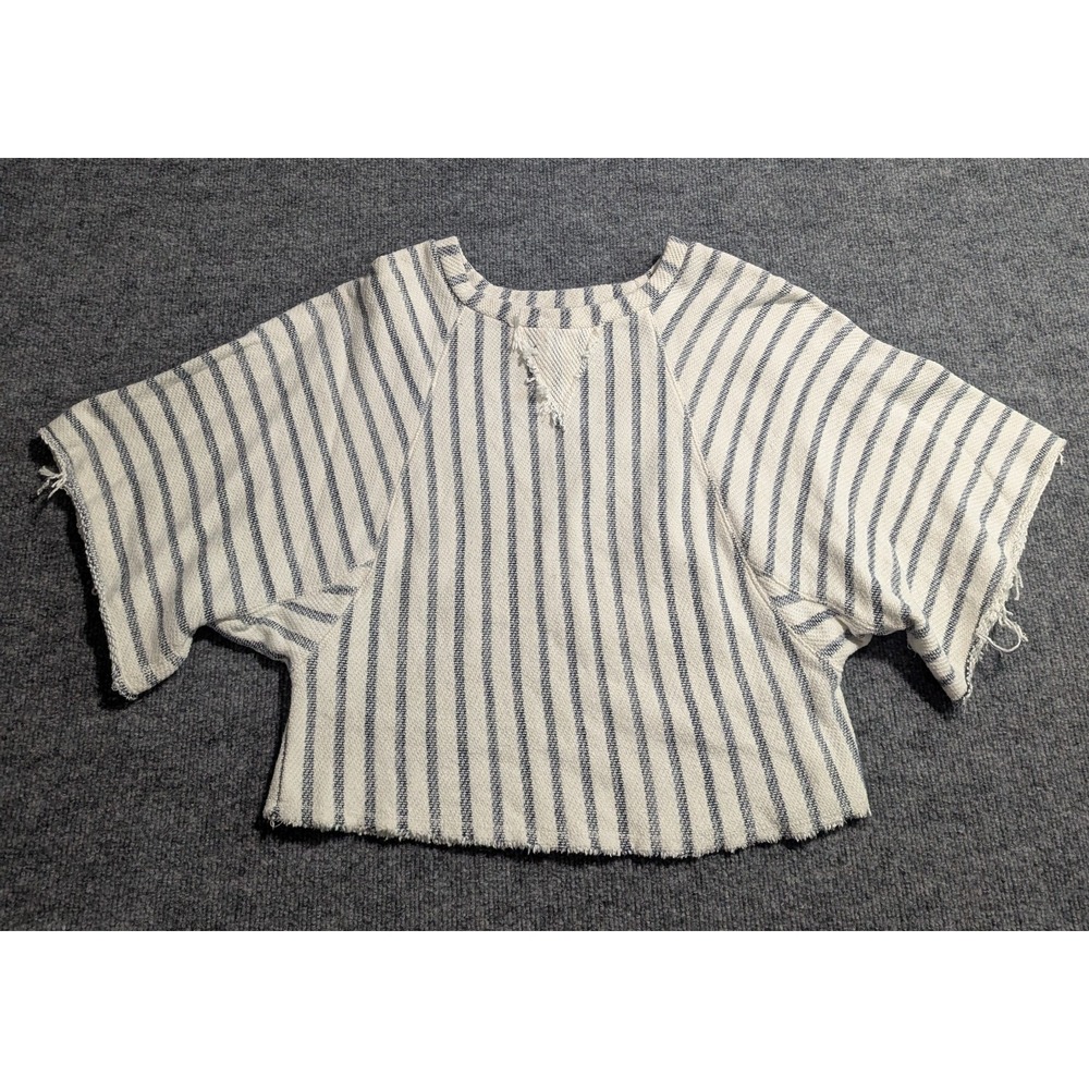 Anthropologie Dolan Left Coast Crop Boxy Sweater Women's Medium White Stripe